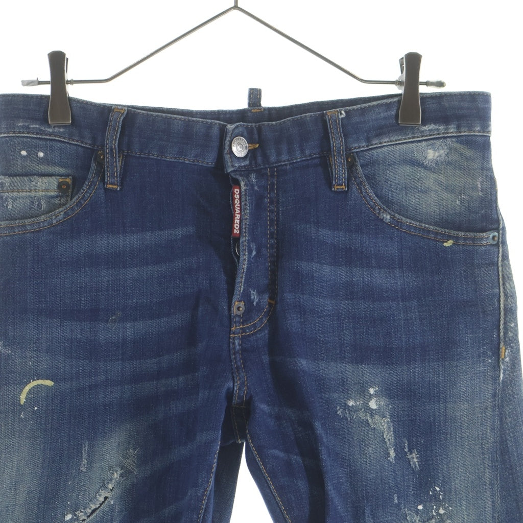DSQUARED2(ディースクエアード) 17SS SEXY TWIST JEAN セクシーツイストジーン ダメージデニムパンツ レザーロゴ 46 S74LB0082