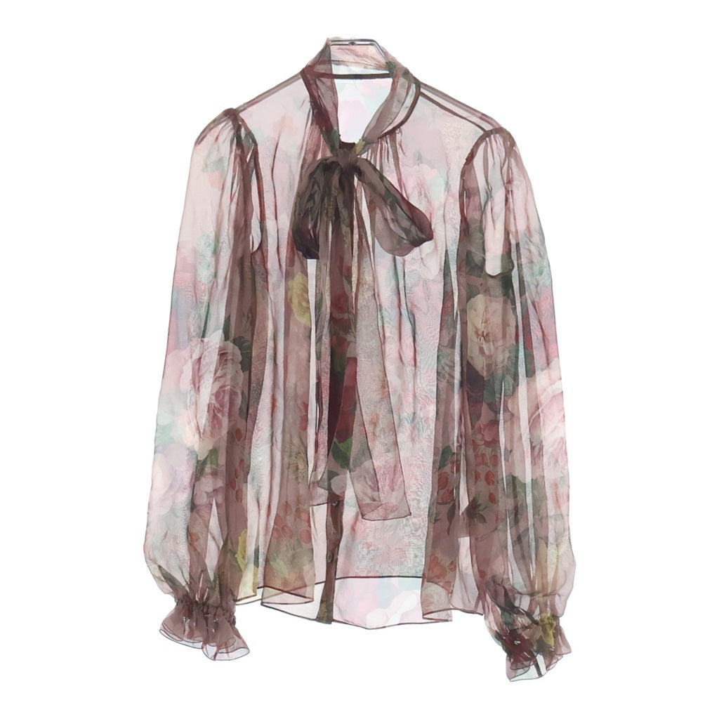 DOLCE & GABBANA(ドルチェアンドガッバーナ) ローズプリント シルクシャツ ピンク #36 FH-F5L14T レディース