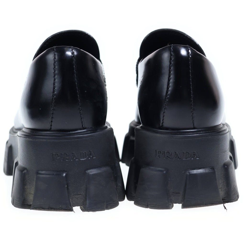 PRADA(プラダ) モノリス トライアングルロゴプレート レザー 厚底シューズ ローファー ブラック レディース 1D649M
