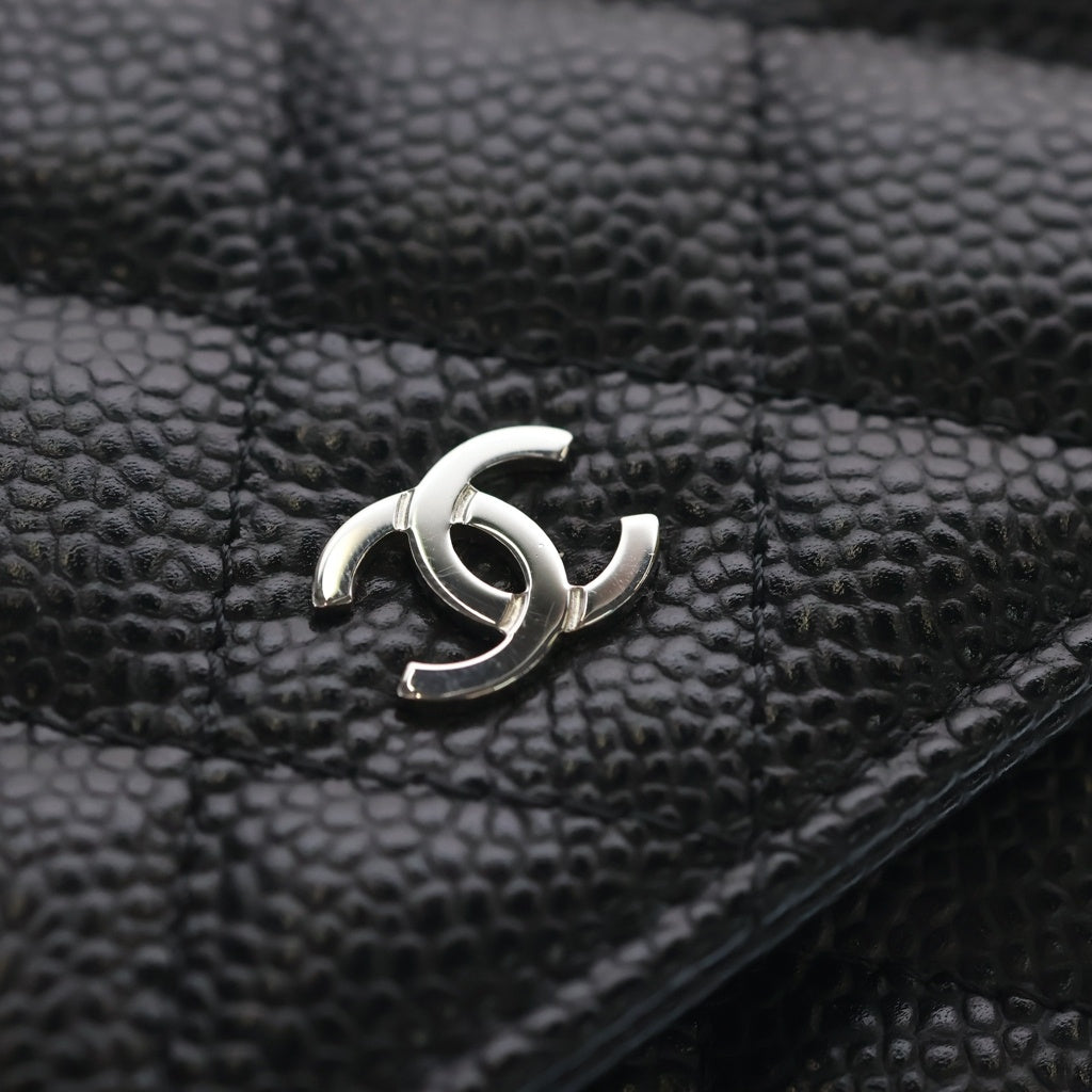 CHANEL(シャネル) マトラッセ チェーンショルダーウォレット ショルダーバッグ ブラック キャビアスキン AP4241 シルバー金具 レディース