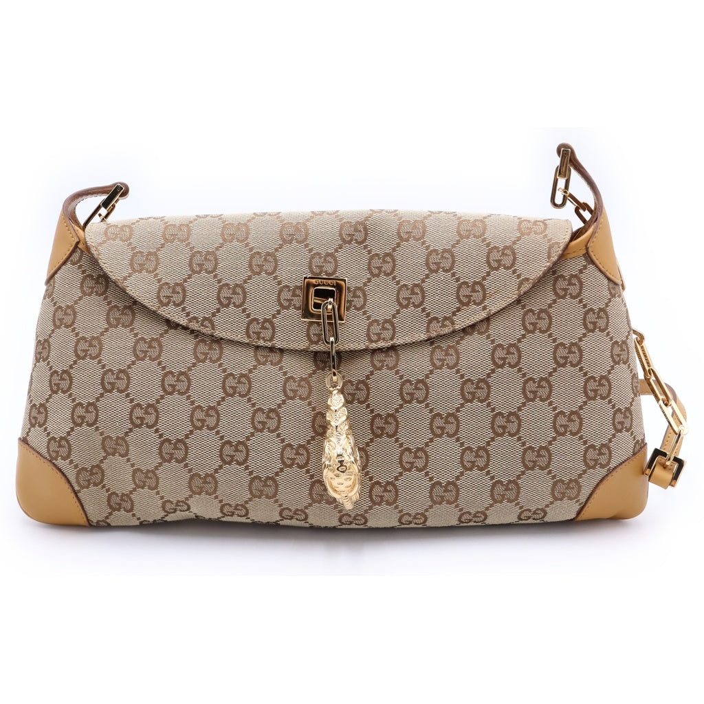 GUCCI(グッチ) GGキャンバス アニマリエ チェーンショルダーバッグ ベージュ/ゴールド キャンバス/レザー 001.4113 レディース