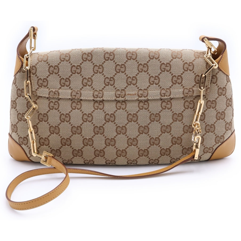 GUCCI(グッチ) GGキャンバス アニマリエ チェーンショルダーバッグ ベージュ/ゴールド キャンバス/レザー 001.4113 レディース
