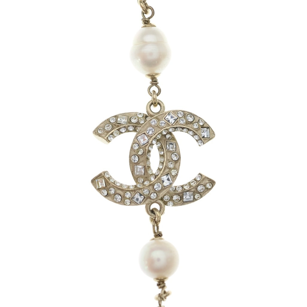 CHANEL(シャネル) ココマーク ラインストーン ロングネックレス フェイクパール GP ゴールド A11C レディース