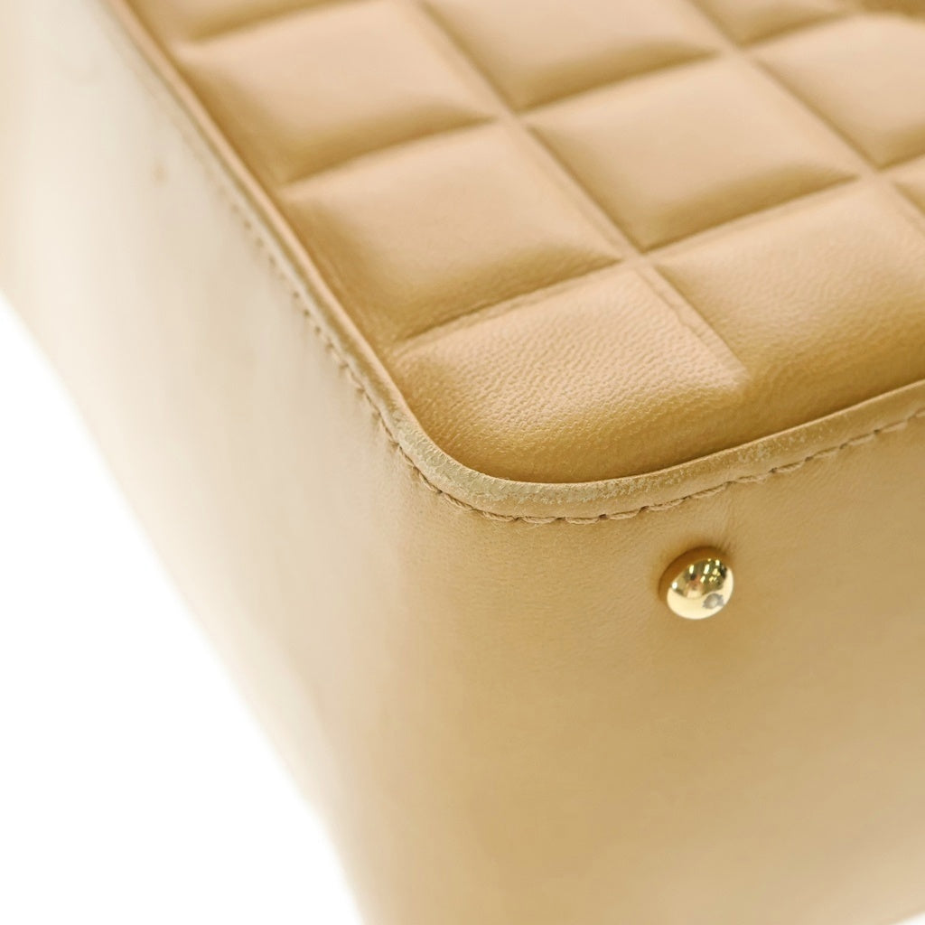 CHANEL(シャネル) チョコバー ハンドバッグ ワンショルダーバッグ ベージュ レザー ゴールド金具 レディース