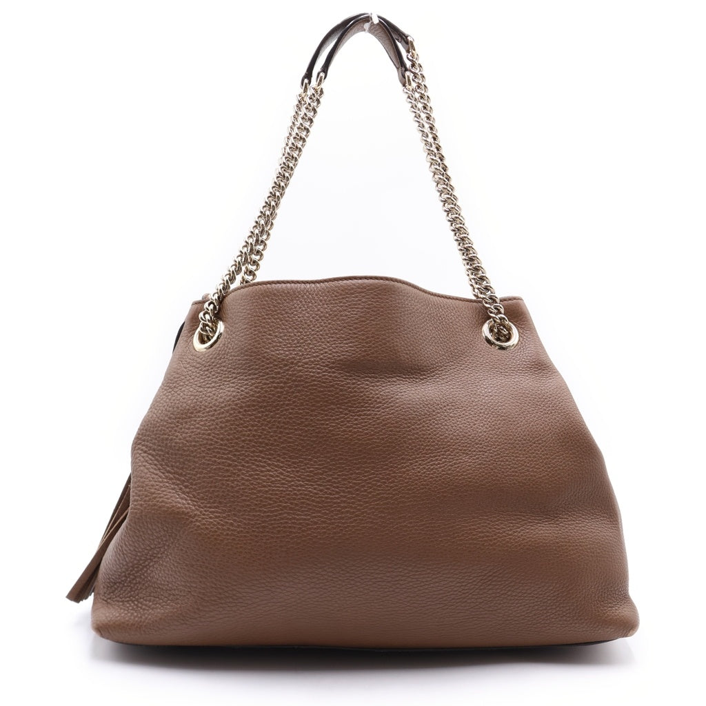 GUCCI(グッチ) ソーホー インターロッキングG レザー ゴールド金具 チェーントートバッグ ショルダーバッグ ブラウン 308982 レディース