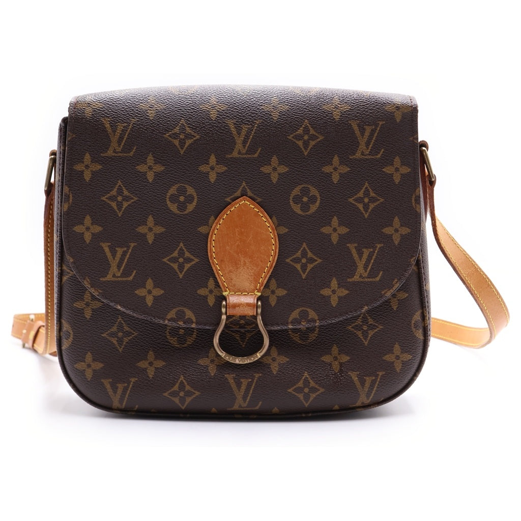 LOUIS VUITTON(ルイヴィトン) モノグラム サンクルーGM ショルダーバッグ ブラウン レザー×PVC M51242 ゴールド金具 レディース