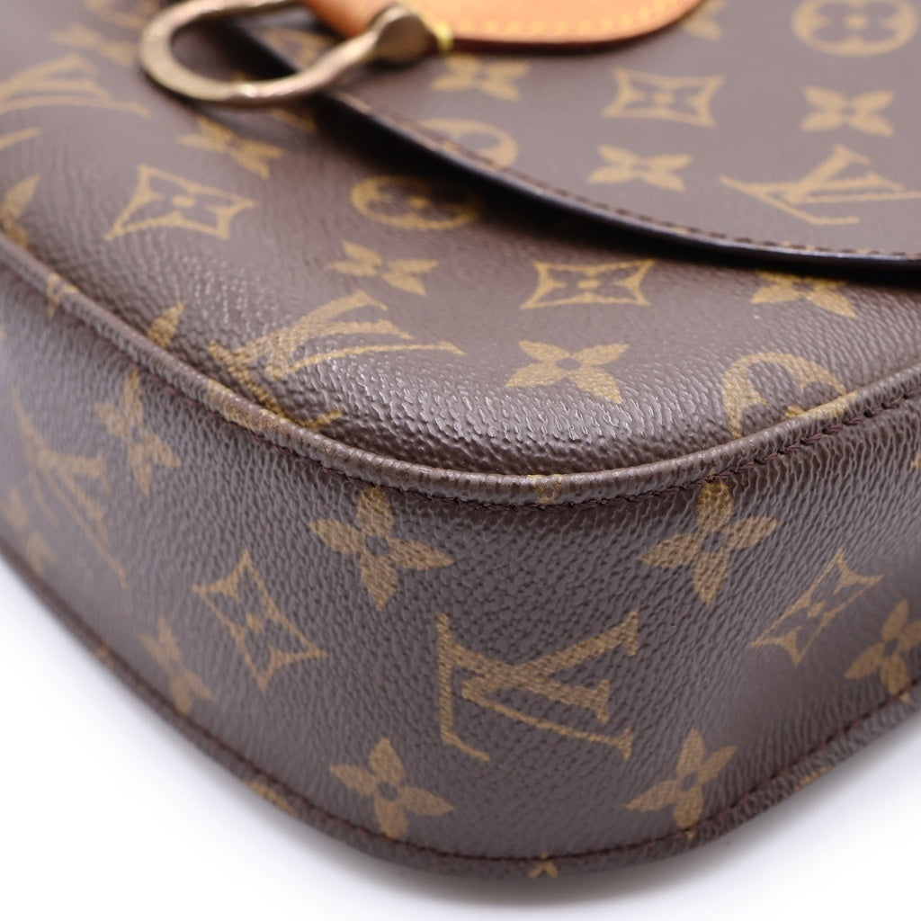 LOUIS VUITTON(ルイヴィトン) モノグラム サンクルーGM ショルダーバッグ ブラウン レザー×PVC M51242 ゴールド金具 レディース