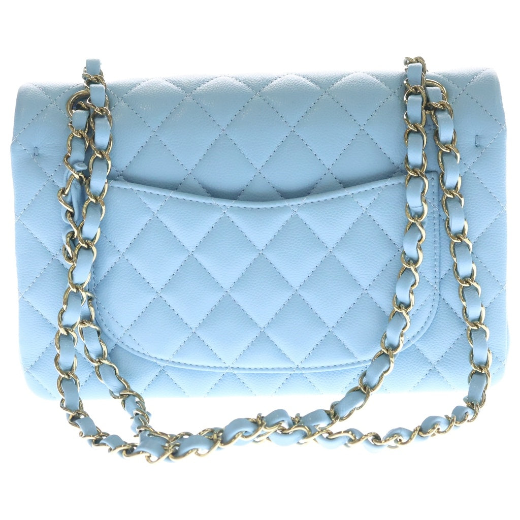 CHANEL(シャネル) マトラッセ23 Wフラップ Wチェーンショルダーバッグ ライトブルー キャビアスキン A01113 ゴールド金具 レディース