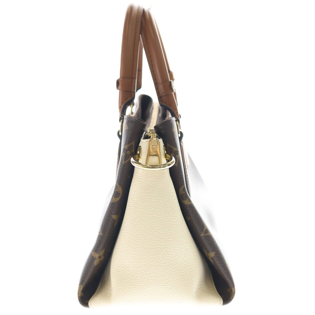 LOUIS VUITTON(ルイヴィトン) モノグラム ヴァンドームBB クレーム 2WAYハンドバッグ ショルダーバッグ ブラウン×アイボリー レザー×PVC M46495 ゴールド金具 レディース
