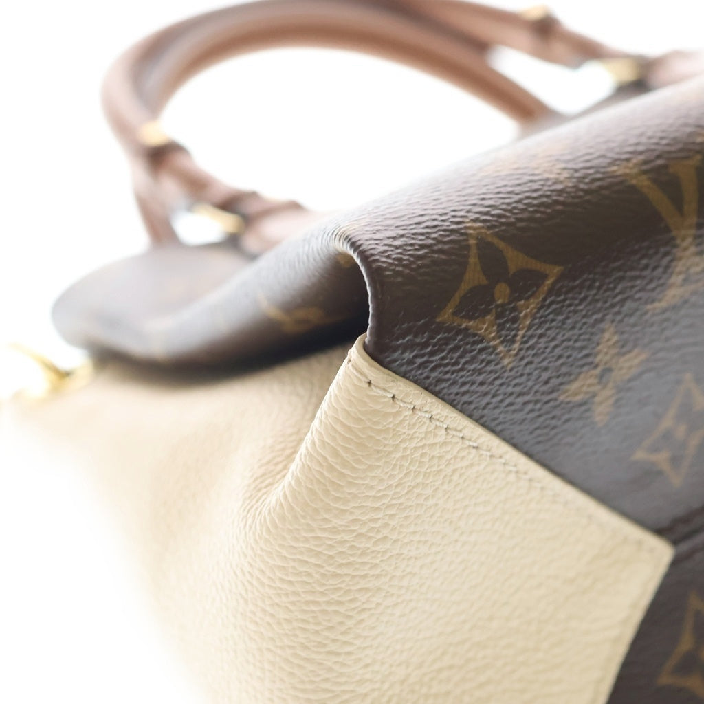 LOUIS VUITTON(ルイヴィトン) モノグラム ヴァンドームBB クレーム 2WAYハンドバッグ ショルダーバッグ ブラウン×アイボリー レザー×PVC M46495 ゴールド金具 レディース