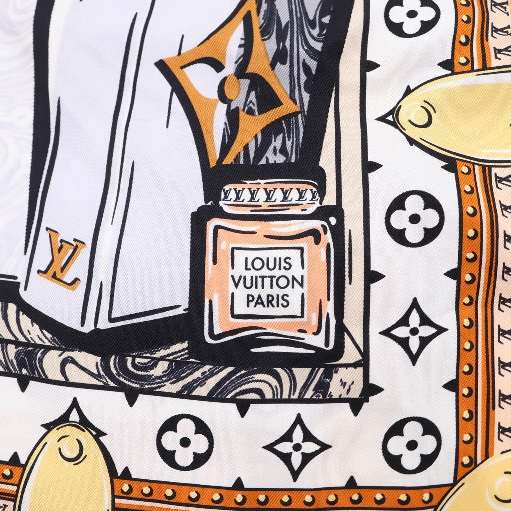 LOUIS VUITTON(ルイヴィトン) スクエア LV ライブラリ 70 シルクスカーフ オレンジ マルチカラー レディース