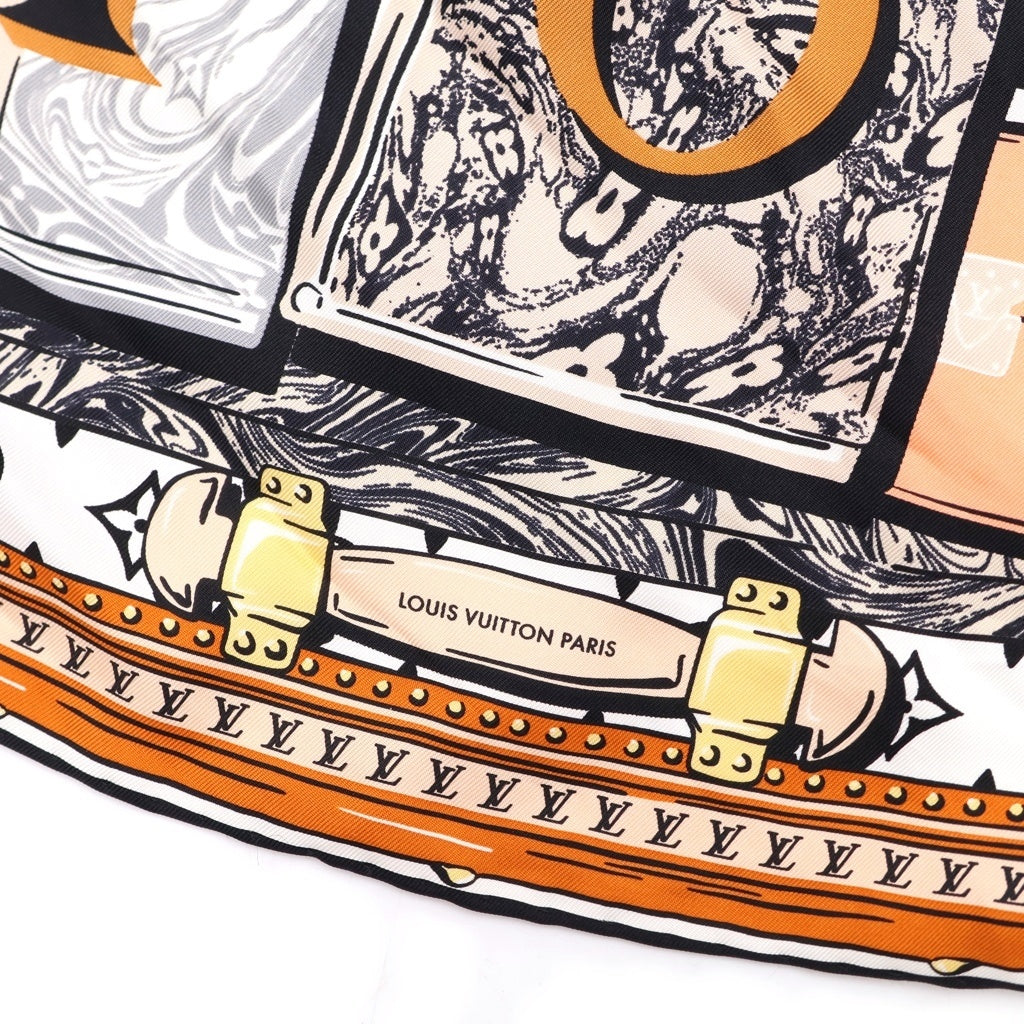 LOUIS VUITTON(ルイヴィトン) スクエア LV ライブラリ 70 シルクスカーフ オレンジ マルチカラー レディース