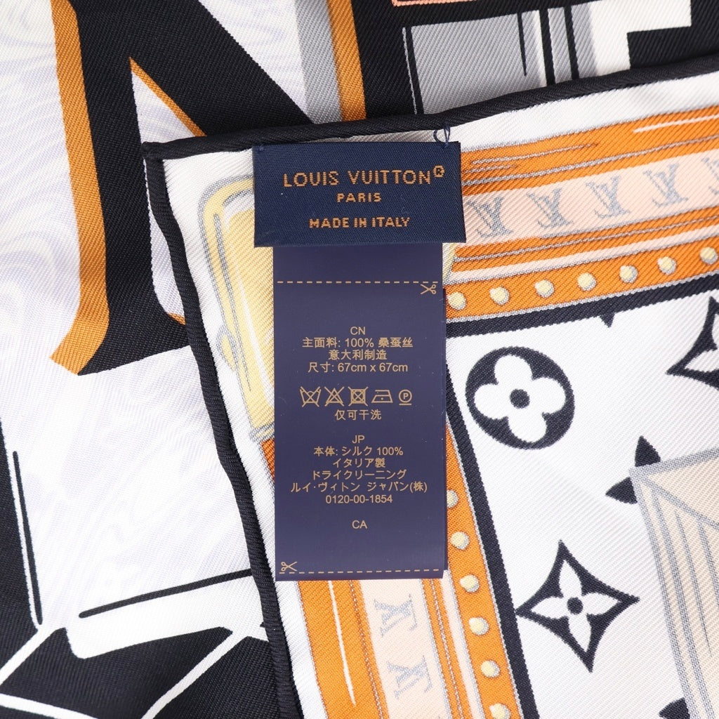 LOUIS VUITTON(ルイヴィトン) スクエア LV ライブラリ 70 シルクスカーフ オレンジ マルチカラー レディース