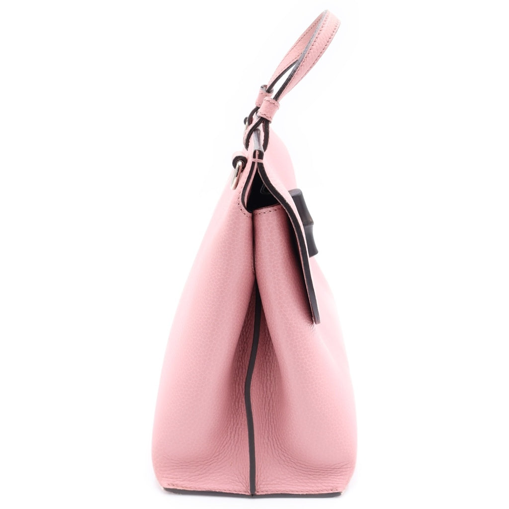 GUCCI(グッチ) バンブー デイリー 2WAYショルダーバッグ ハンドバッグ ピンク レザー 392013 シルバー金具 レディース