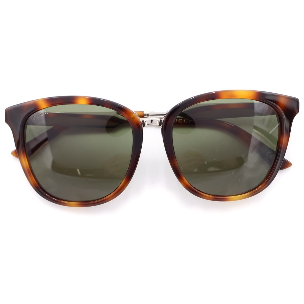 GUCCI(グッチ) スクエア サングラス アイウェア メガネ 眼鏡 カラーレンズ メタルテンプル ブラウン/グリーン GG0073SK