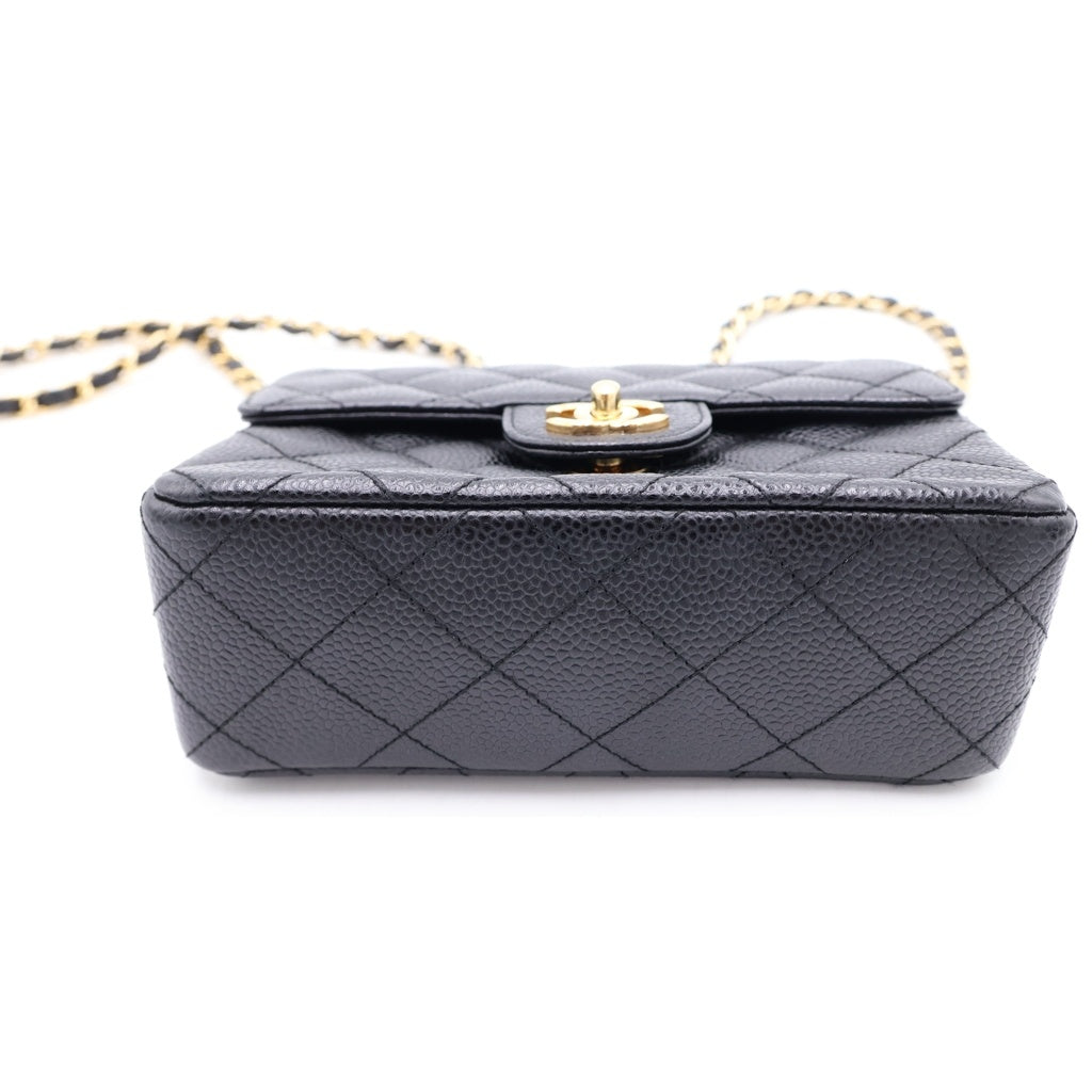 CHANEL(シャネル) ココマーク ミニ マトラッセ17 キャビアスキン ゴールド金具 チェーンショルダーバッグ ブラック A35200 レディース