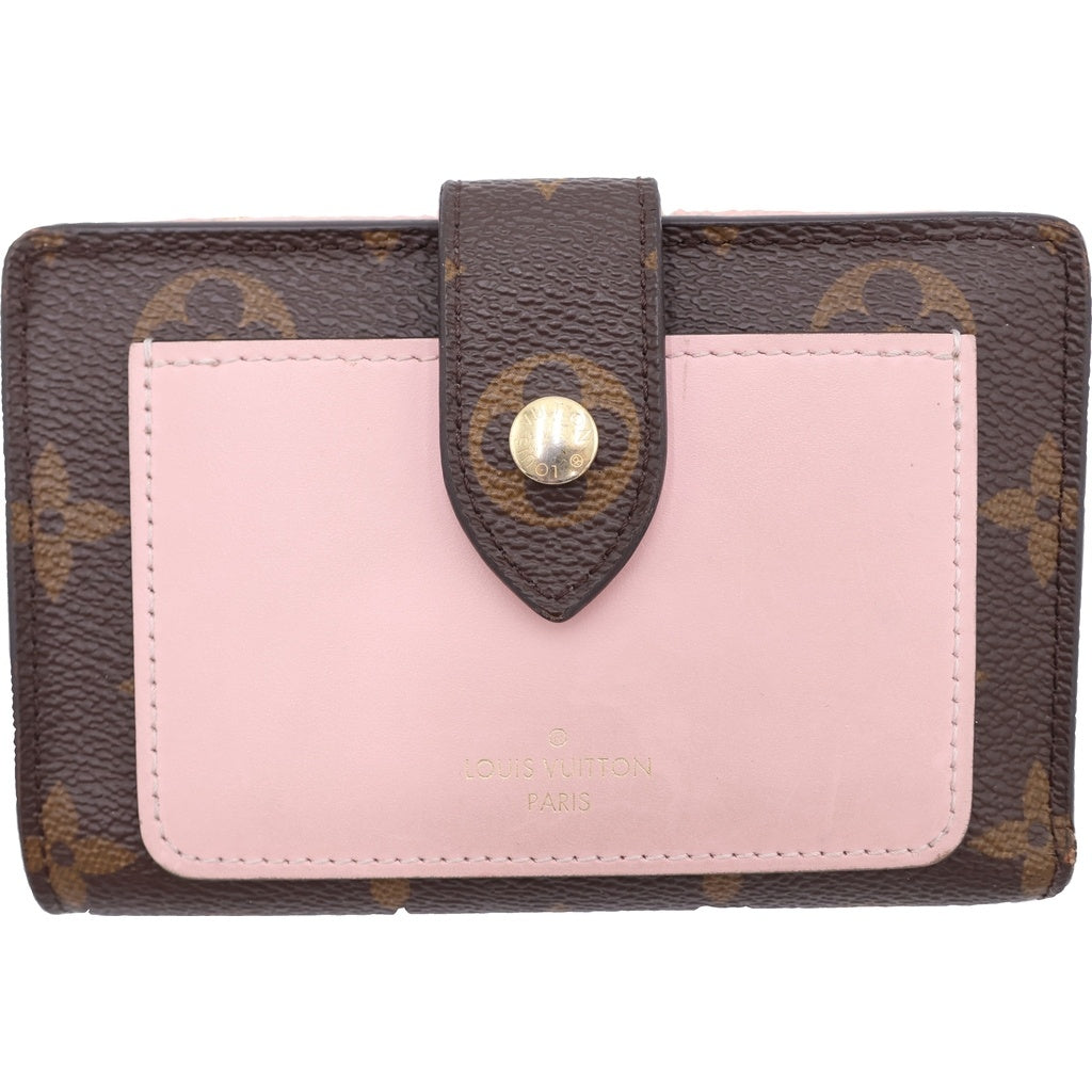 LOUIS VUITTON(ルイヴィトン) モノグラム ポルトフォイユ・ジュリエット PVC レザー コンパクトウォレット 二つ折り財布 ICタイプ ブラウン/ローズバレリーヌ M80973 レディース