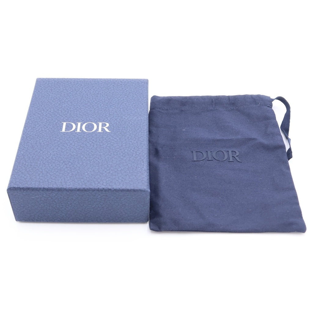 DIOR(ディオール) オブリーク キャンバス×レザー バーティカル 二つ折り財布 コンパクトウォレット カードケース コインケース ネイビー レディース