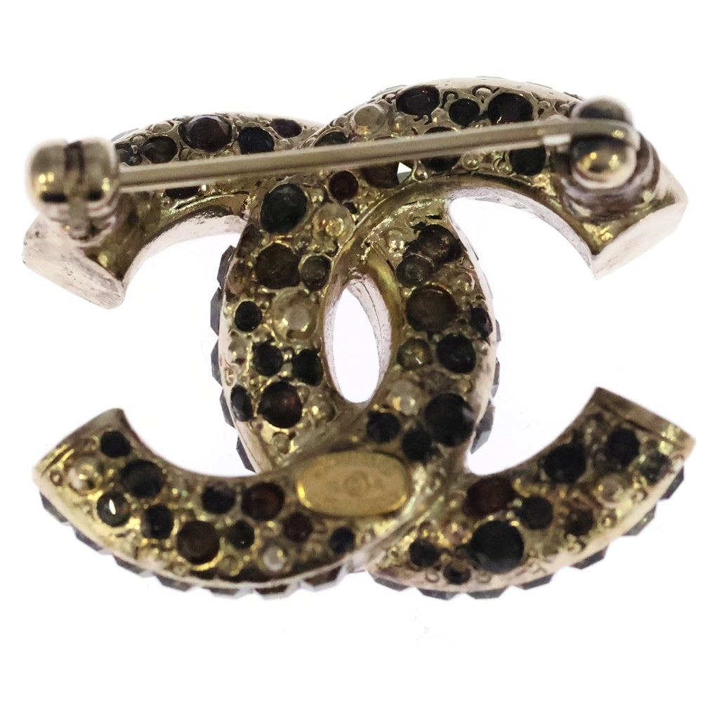 CHANEL(シャネル) 1ココマーク ラインストーンブローチ ピンバッジ ゴールド×ブラック レディース