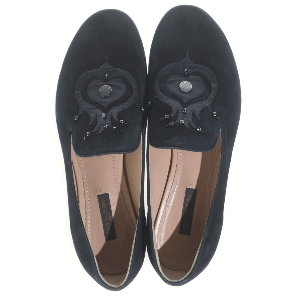 LOUIS VUITTON(ルイヴィトン) ビーズ スエードフラットシューズ パンプス ブラック #37 1/2 レディース