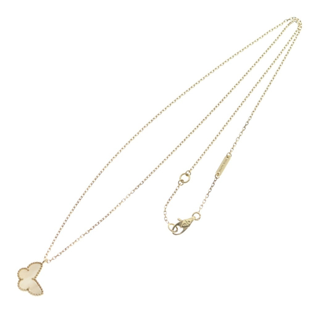 Van Cleef & Arpels(ヴァンクリーフアンドアーペル) スウィートパピヨン マザーオブパール ネックレス ペンダント チェーン ホワイト×イエローゴールド Au750YG VCARF69300 レディース