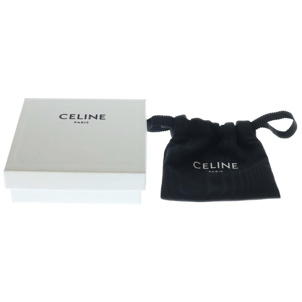 CELINE(セリーヌ) トリオンフ レザー ビーチブレスレット バングル シルバー/ブラック レディース