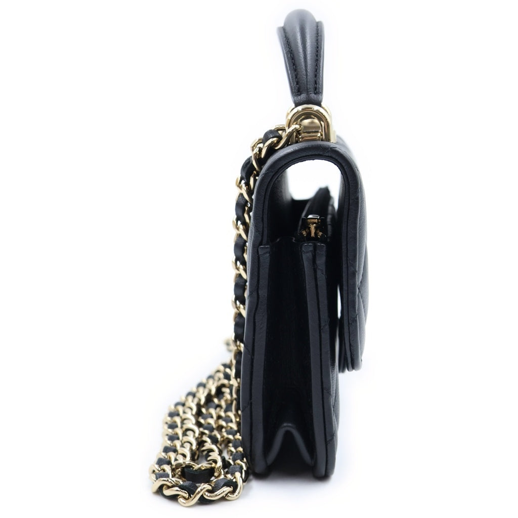 CHANEL(シャネル) マトラッセ チェーンショルダーバッグ ミニフラップフォンケース ブラック ラムスキン AP3226 ゴールド金具 レディース