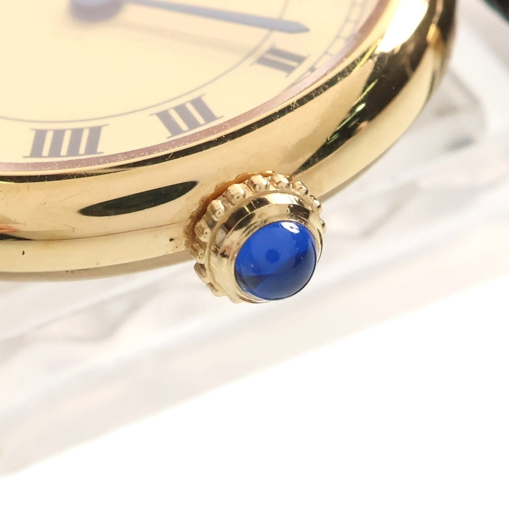 Cartier(カルティエ) マストヴァンドーム ヴェルメイユ アイボリー文字盤 SV925 レザーベルト クォーツウォッチ 腕時計 ゴールド/ブラック W1002253