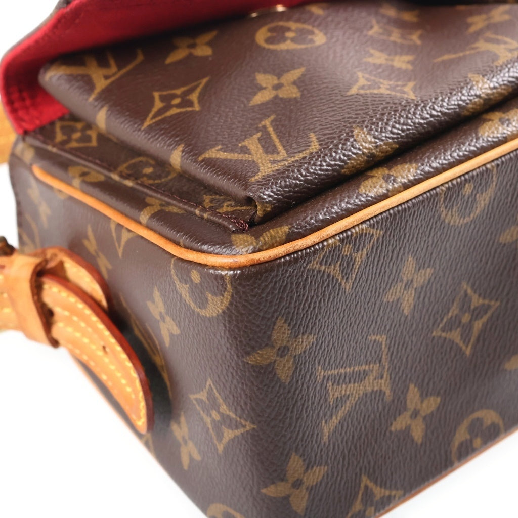 LOUIS VUITTON(ルイヴィトン) モノグラム ヴィヴァシテMM ワンショルダーバッグ ハンドバッグ ブラウン レザー×PVC M51164 ゴールド金具 レディース