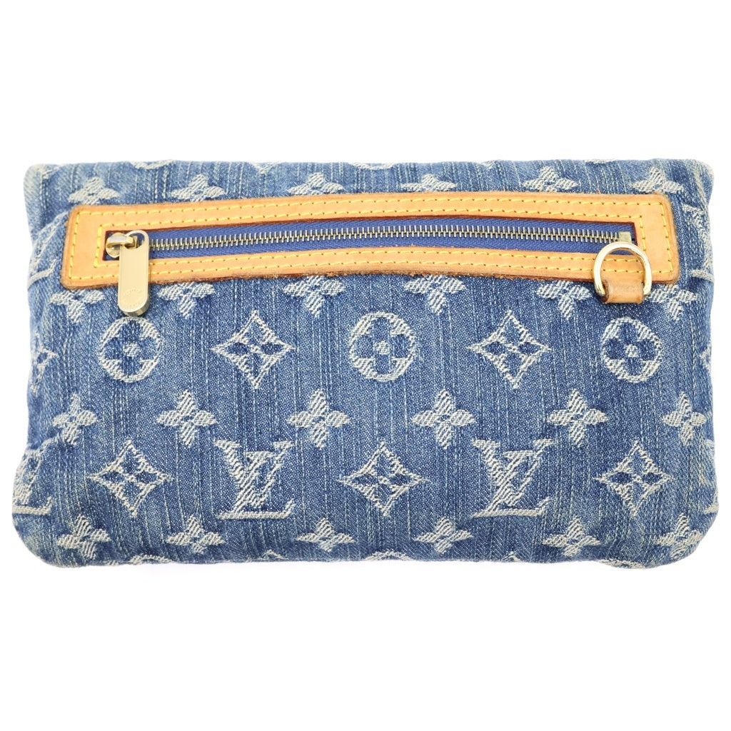 LOUIS VUITTON(ルイヴィトン) モノグラム・デニム ポシェットプラット セカンドバッグ クラッチバッグ ミニポーチ インディゴブルー デニム M95007 ゴールド金具 レディース