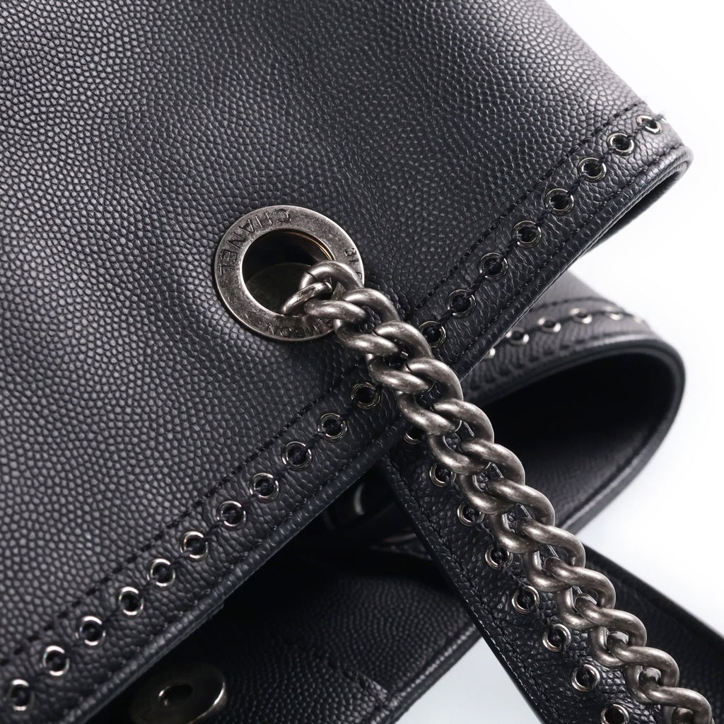 CHANEL(シャネル) カヴァ チェーントートバッグ ハンドバッグ ブラック キャビアスキン AS0448 シルバー金具 レディース