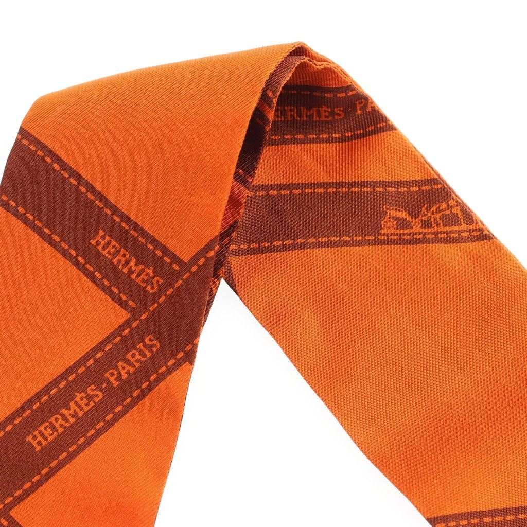 HERMES(エルメス) ツイリー リボン柄 シルクスカーフ オレンジ レディース