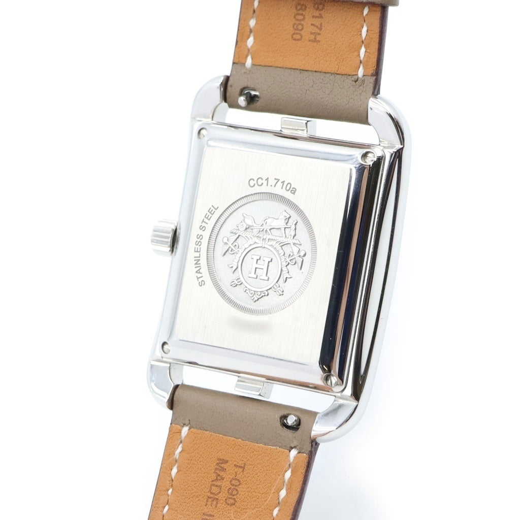 HERMES(エルメス) ケープコッド 白文字盤 自動巻き レザーベルト ステンレス 腕時計 エトゥープ シルバー/ベージュ K刻印 CC1.710.224