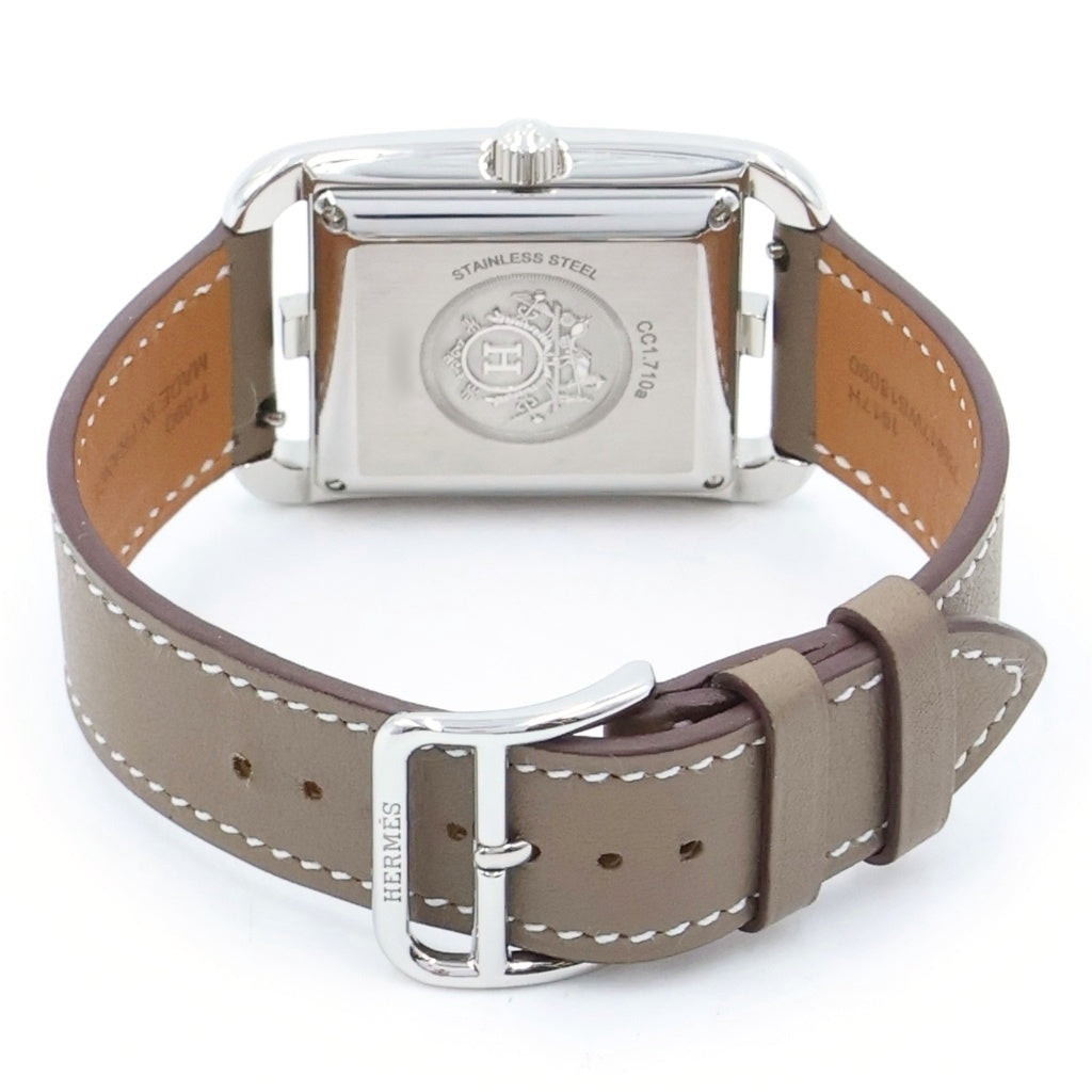 HERMES(エルメス) ケープコッド 白文字盤 自動巻き レザーベルト ステンレス 腕時計 エトゥープ シルバー/ベージュ K刻印 CC1.710.224