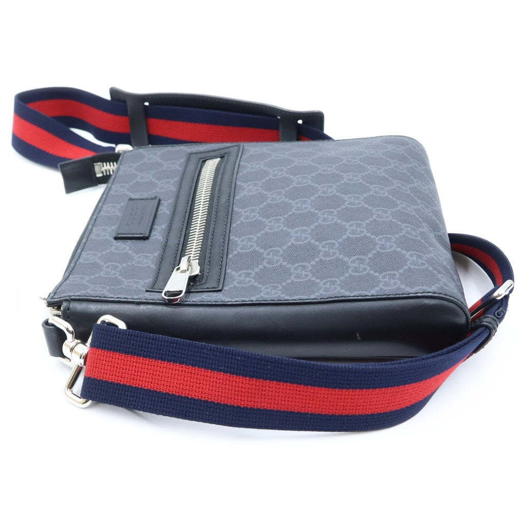 GUCCI(グッチ) GGスプリーム ショルダーバック メッセンジャーバッグ スモール PVC レザー ブラック 523599 レディース