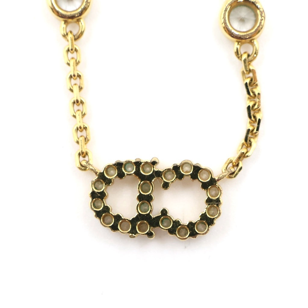 Christian Dior(クリスチャンディオール) Clair D Lune クレール ディー リュヌ ラインストーンCDロゴネックレス ゴールド レディース