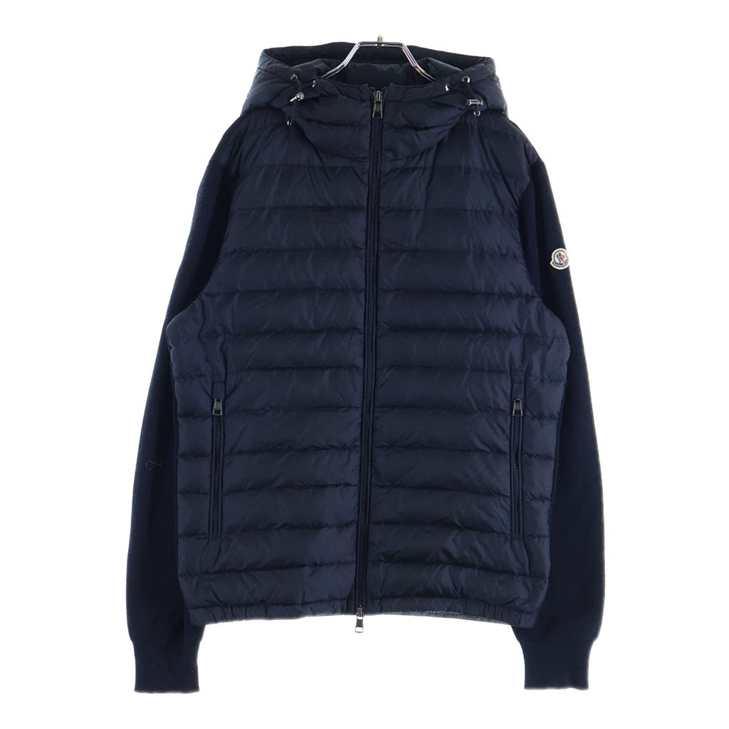 MONCLER(モンクレール) イロン×ウール ニット切替 フーデッド ダウンジャケット アウター #L ブラック A20919413000 レディース