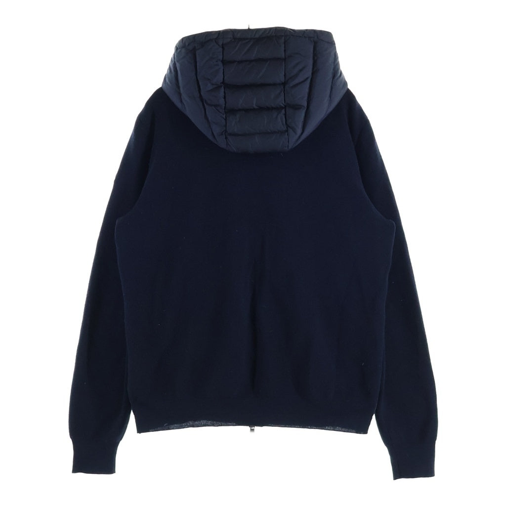 MONCLER(モンクレール) イロン×ウール ニット切替 フーデッド ダウンジャケット アウター #L ブラック A20919413000 レディース