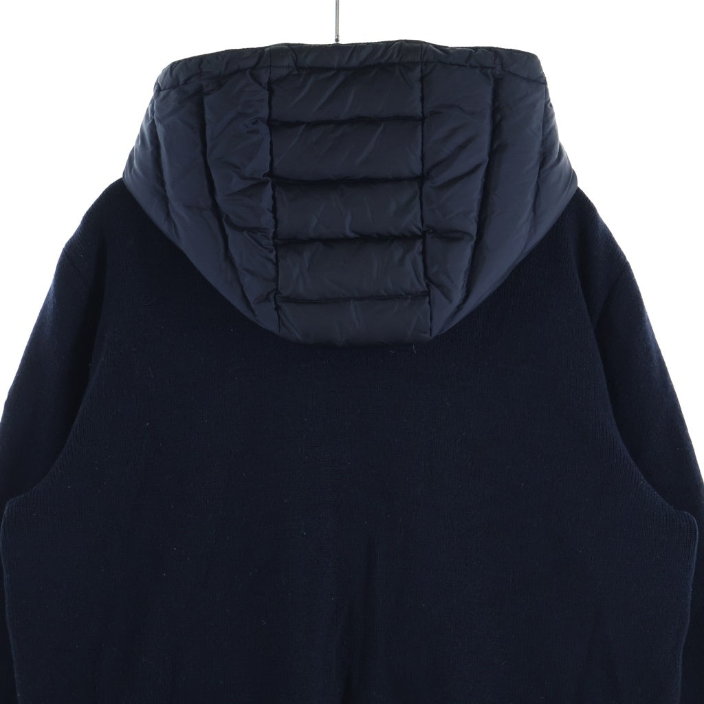 MONCLER(モンクレール) イロン×ウール ニット切替 フーデッド ダウンジャケット アウター #L ブラック A20919413000 レディース