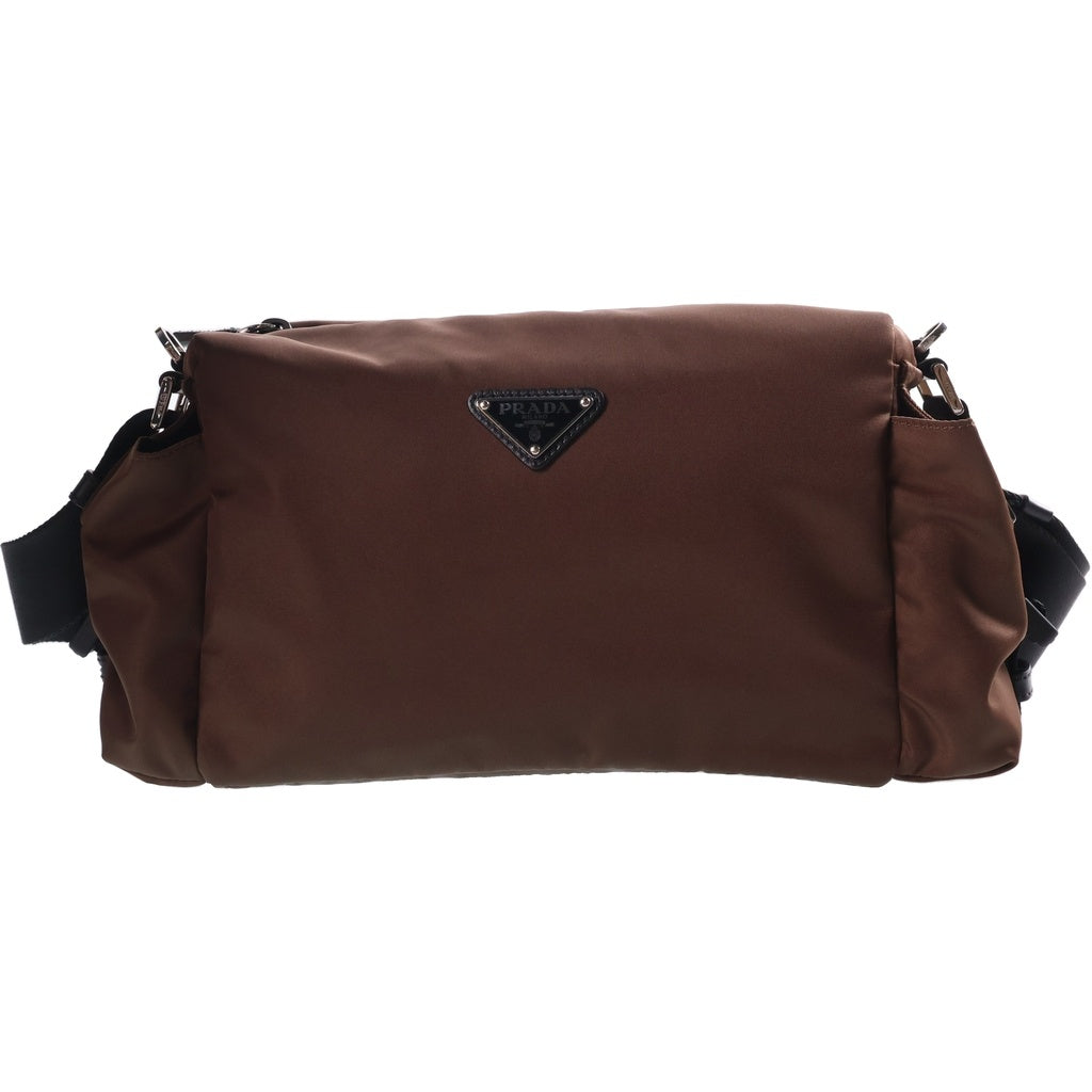 PRADA(プラダ) エクスプローラ Re-Nylon ワンショルダーバッグ ブラウン ナイロン×レザー 2VH206 シルバー金具 レディース