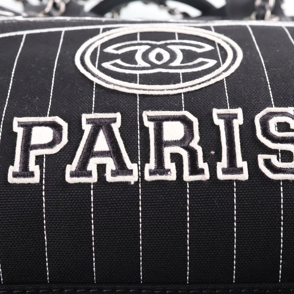 CHANEL(シャネル) ドーヴィルGM ハンドバッグ トートバッグ ブラック キャンバス×レザー A66941 シルバー金具 レディース