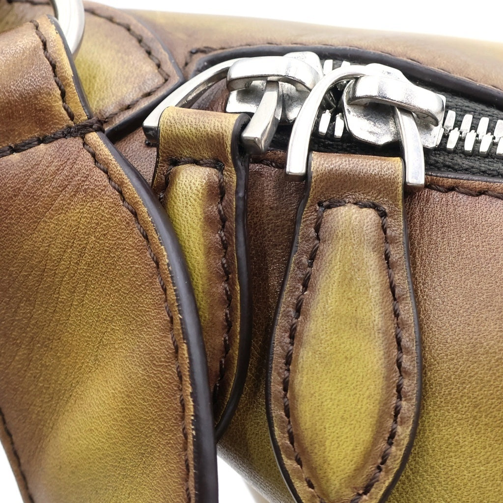 Berluti(ベルルッティ) トゥジュール ソフトジップ ホーボー メッセンジャーバッグ ショルダーバッグ イエロー レザー シルバー金具