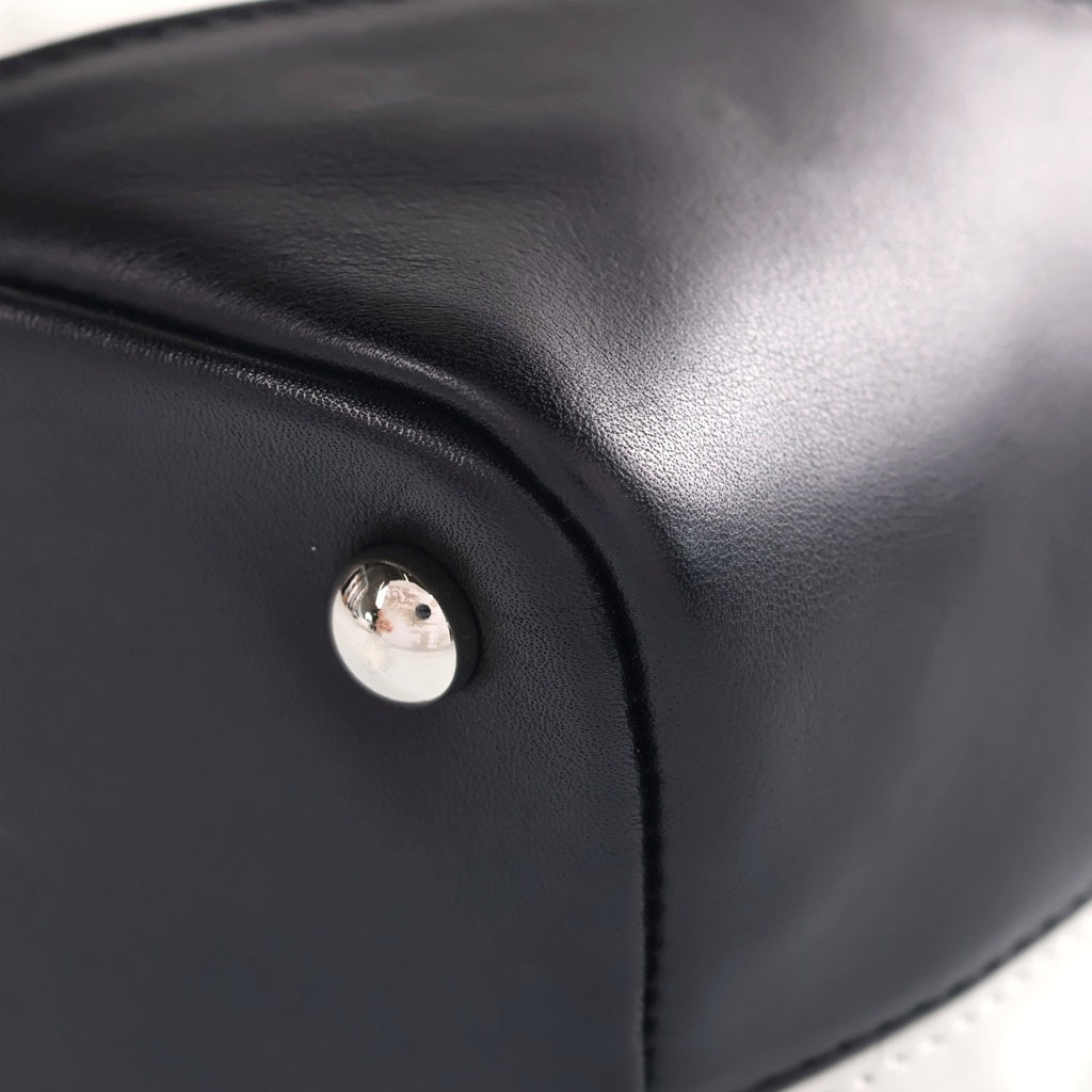 CHANEL(シャネル) カンボン スモール ラムスキン シルバー金具 トートバッグ ハンドバッグ 9番台 ホワイト/ブラック A25166 レディース
