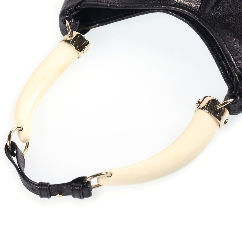 YVES SAINT LAURENT(イヴサンローラン) サントロペ モンバサ レザー ホーボーバッグ ショルダーバッグ ハンドバッグ ブラック レディース
