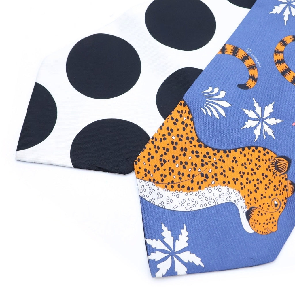 HERMES(エルメス) LES LEOPARDS マキシツイリー ツイルアップ スカーフ ブルー レディース