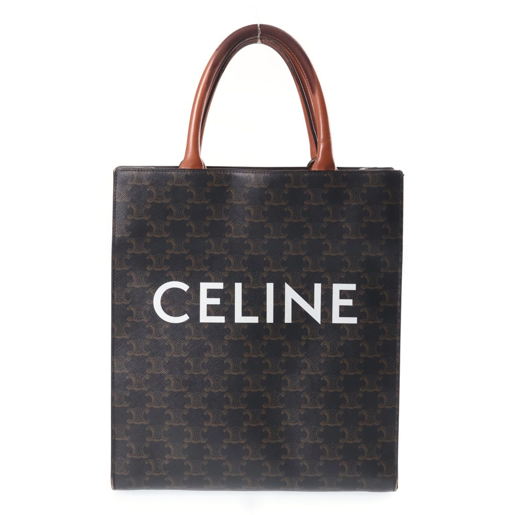 CELINE(セリーヌ) トリオンフ バーティカルカバ スモール 2WAYハンドバッグ トートバッグ ショルダーバッグ ブラウン レザー ゴールド金具 レディース