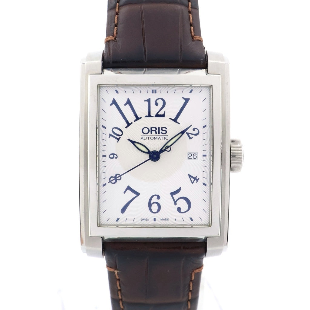 ORIS(オリス) レクタンギュラーデイト 白文字盤 SS/AT 革ベルト 7657