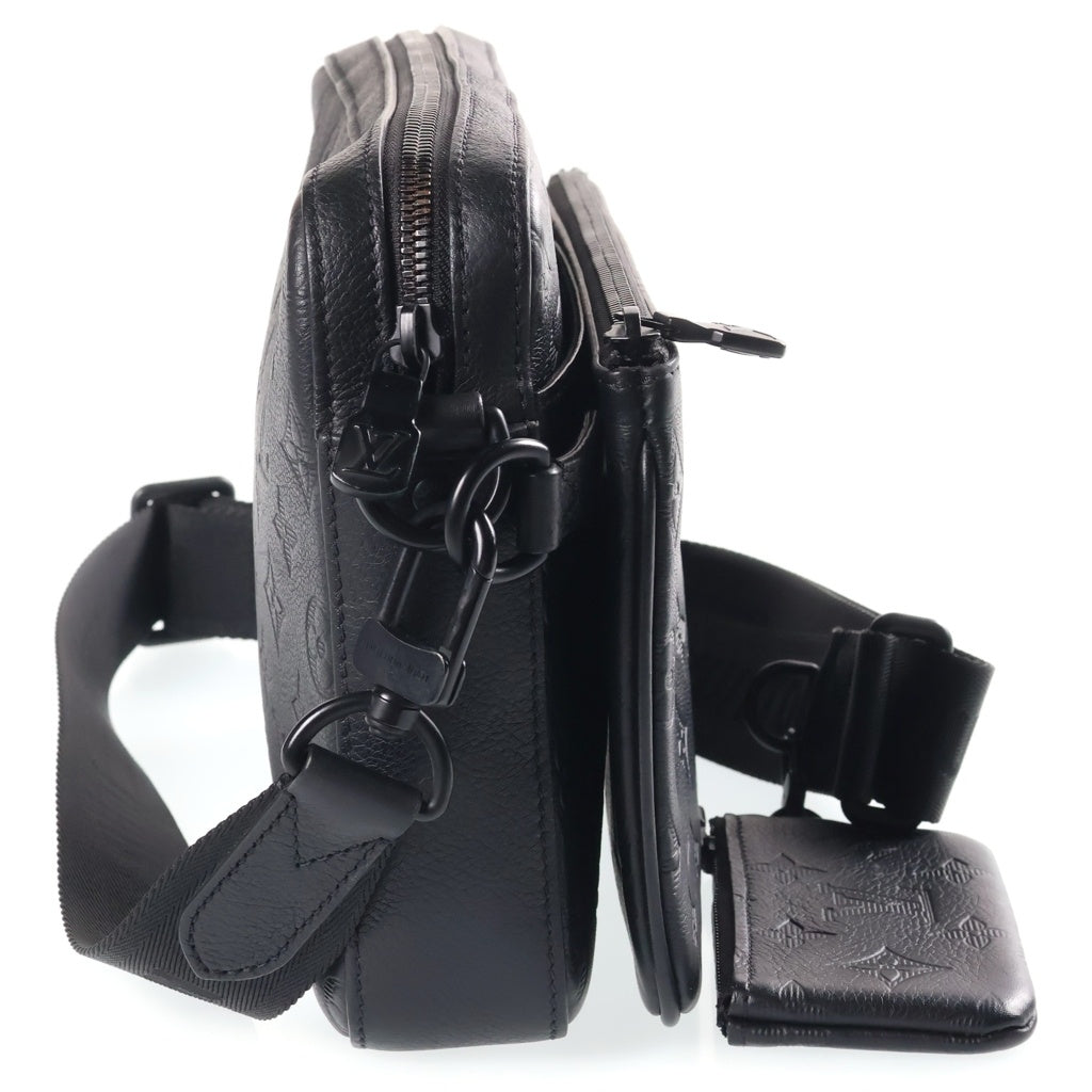 LOUIS VUITTON(ルイヴィトン) モノグラムシャドウ トリオ メッセンジャー ショルダーバッグ PVC レザー ブラック M46602 RFID レディース