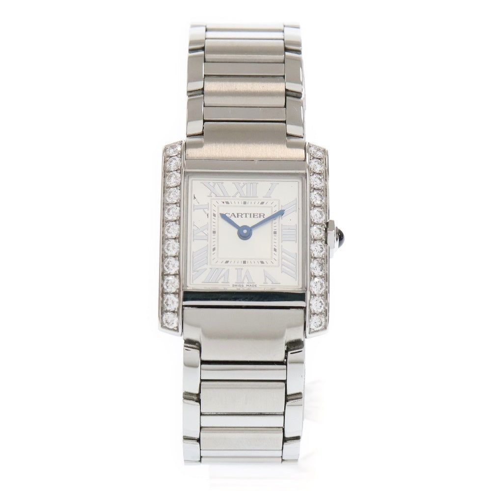 Cartier(カルティエ) タンクフランセーズ ダイヤモンドベゼル シルバー文字盤 ステンレス SS/QZ クォーツ 電池式 W4TA0020 腕時計 レディース