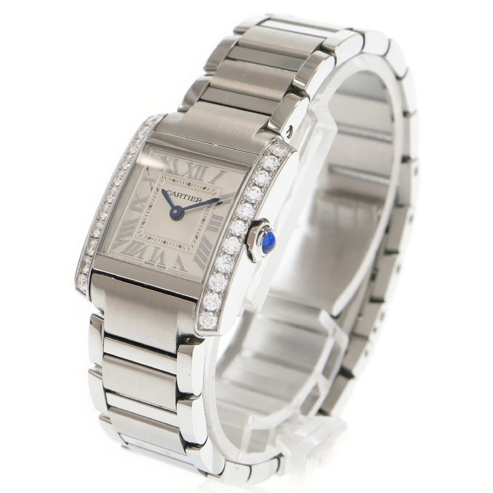 Cartier(カルティエ) タンクフランセーズ ダイヤモンドベゼル シルバー文字盤 ステンレス SS/QZ クォーツ 電池式 W4TA0020 腕時計 レディース